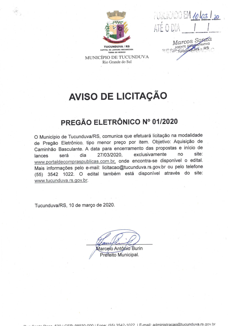 AVISO DE PE Nº 01_2020_ AQUIS. CAMINHÃO BASCULANTE